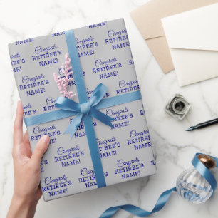 Papel De Presente Árvore de Parabéns Personalizado! Marinho Azul na
