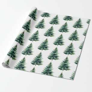 Papel De Presente Árvore de Pinheiro Minimalista Verde Natal Feriado