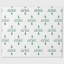 Papel De Presente Árvore de Pinheiros Verde de Natal