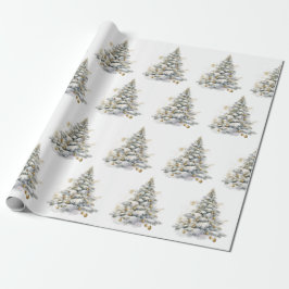 Papel De Presente Árvore Dourada de pinheiro de inverno