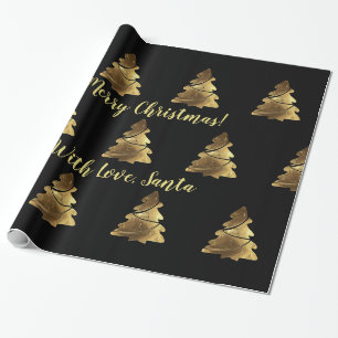 Papel De Presente Árvore dourada do Feliz Natal com as velas