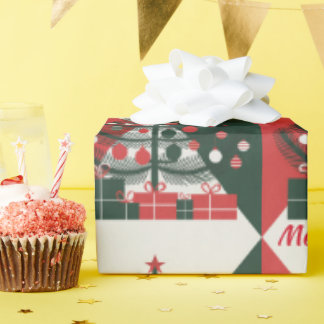 Papel De Presente Árvore Feliz de Natal