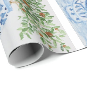 Papel De Presente Árvore laranja pintada manualmente