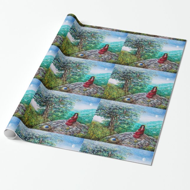 Papel De Presente ÁRVORE MÁGICA/Aurora em Madeira Verde e Dama em Ve (Desenrolado)
