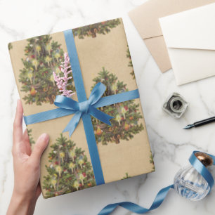 Papel De Presente árvore natais vintages