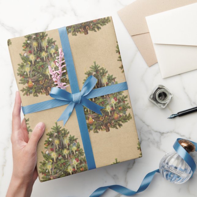 Papel De Presente árvore natais vintages (Presentear)