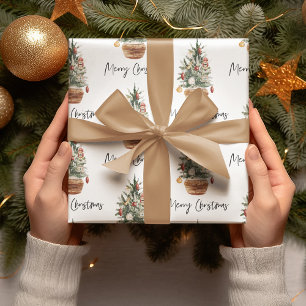 Papel De Presente Árvore natais vintages   Feliz Natal