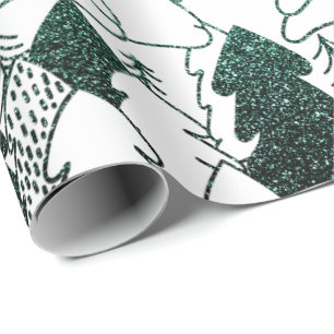 Papel De Presente Árvore natalícia Rico Branco da Floresta Verde