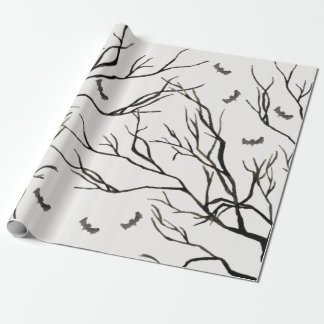 Papel De Presente Árvore Negra do Halloween
