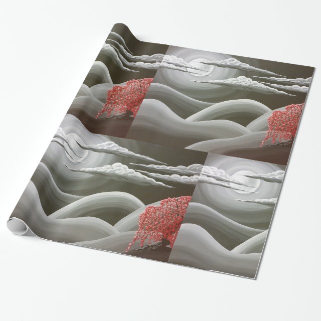 Papel De Presente Árvore Vermelha de ressonância (Desenrolado)