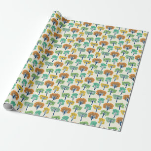 Papel De Presente Árvores Antigas Padrão Sem Costura da Natureza