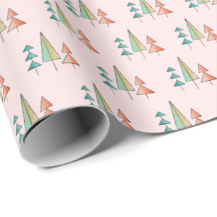 Papel De Presente árvores arco-íris modernistas de meados do século