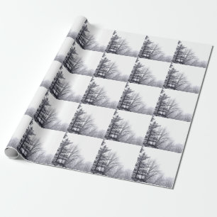 Papel De Presente Árvores cobertas por neve: Horizontal