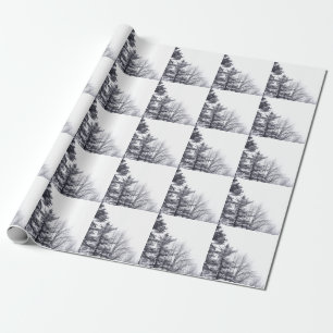 Papel De Presente Árvores cobertos de neve: Vertical