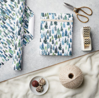 Papel De Presente Árvores de Aquarela
