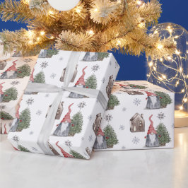Papel De Presente Árvores de Árvore Gnomo Bonito - Natal Padrão