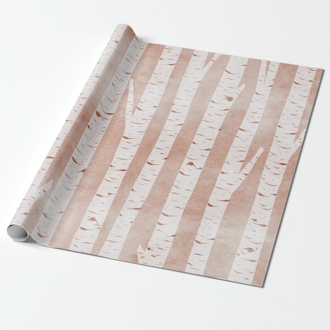 Papel De Presente Árvores de Aves Ilustradas (Desenrolado)