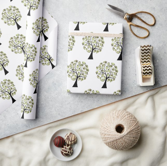 Papel De Presente Árvores de Dinheiro sobre Branco (Artesanato)