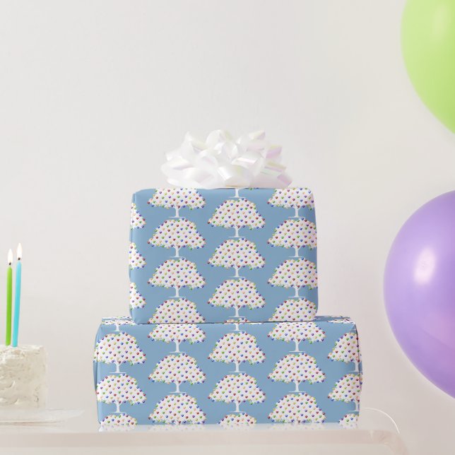 Papel De Presente Árvores de Frutas Coração Arco-íris (Presentes para festas)