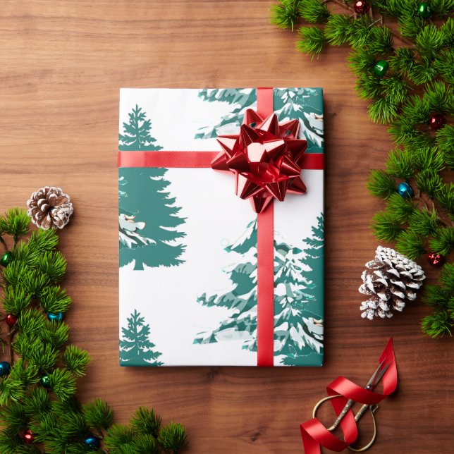 Papel De Presente Árvores de Madeira de inverno de inverno de invern (Presente de Natal)