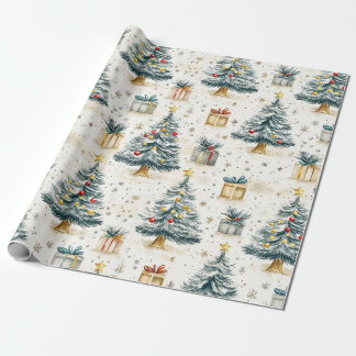 Papel De Presente Árvores de Natais vintages Elegantes