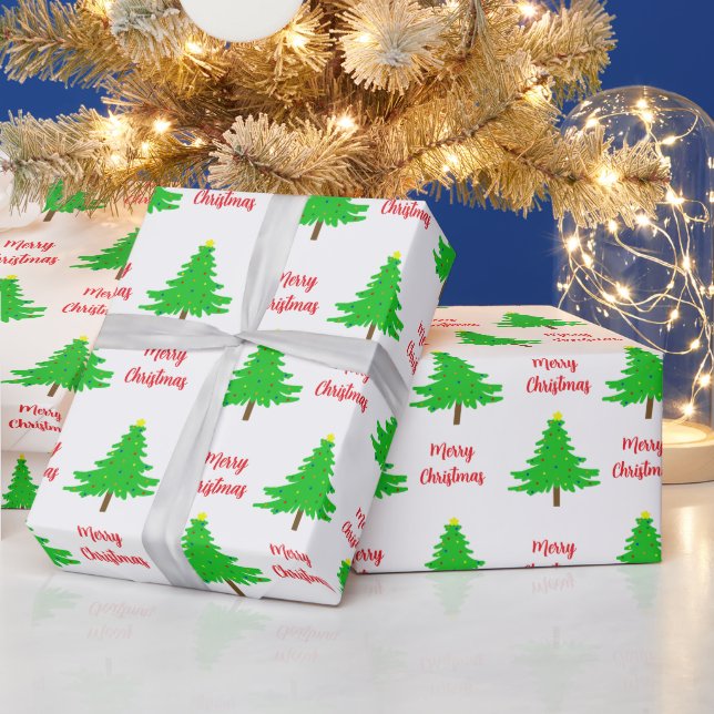 Papel De Presente Árvores de Natal Alegre Festivas (Feriados)