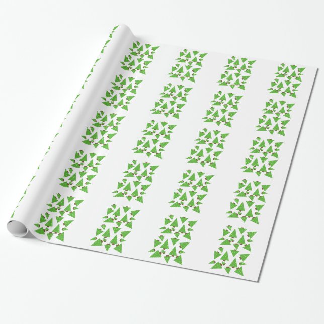 Papel De Presente Árvores de Natal Caprichosas (Desenrolado)