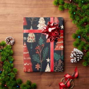 Papel De Presente Árvores de Natal coloridas