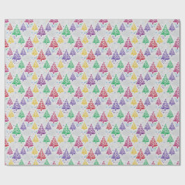 Papel De Presente Árvores de Natal Coloridas Natal