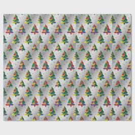 Papel De Presente Árvores de Natal Coloridas Natal