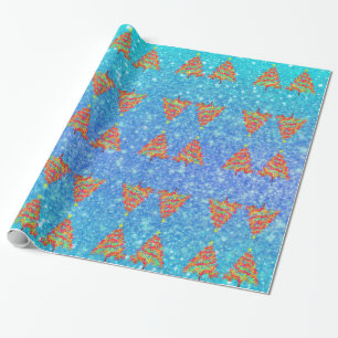 Papel De Presente Árvores de Natal com Padrão Sparkles