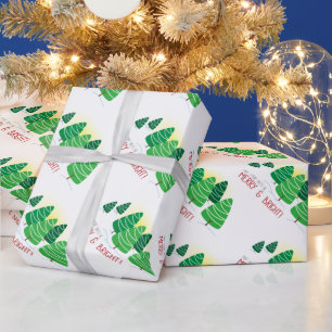 Papel De Presente Árvores de Natal & Contas Brancas Natal