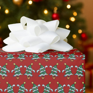 Papel De Presente Árvores de Natal Dançantes Padrão de Arte Pixel de