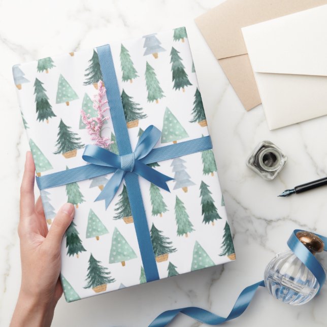 Papel De Presente Árvores de Natal de Inverno Fofo Presente Festivo (Presentear)