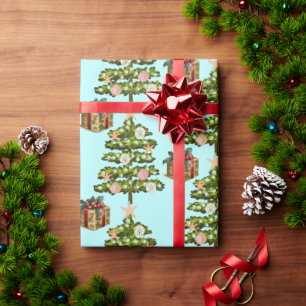 Papel De Presente Árvores de Natal de Seashell Costeiras