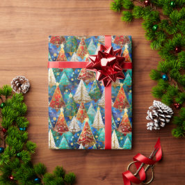 Papel De Presente Árvores de Natal de Vidro Coloridas