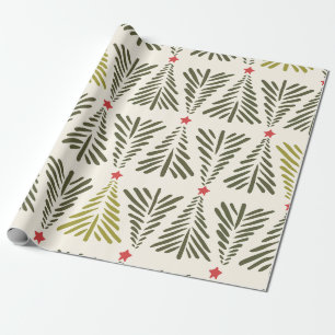 Papel De Presente Árvores de Natal Desenhadas à Mão