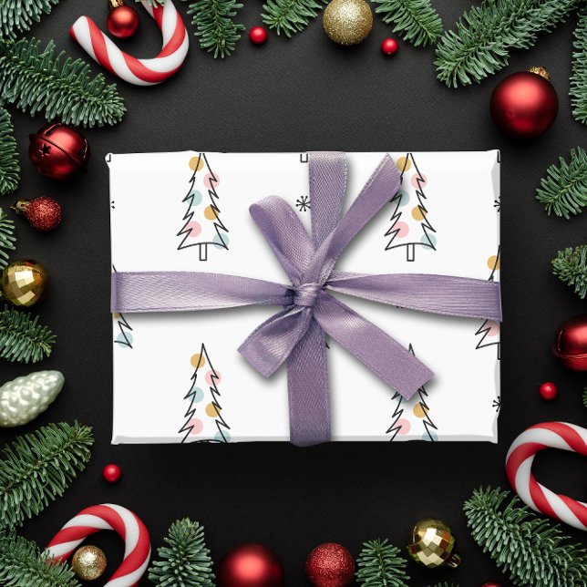 Papel De Presente Árvores de Natal do inverno (Winter Christmas trees wrapping paper)
