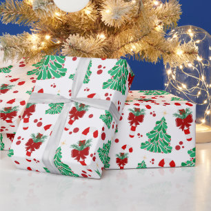 Papel De Presente Árvores de Natal e Cana de Açúcar 