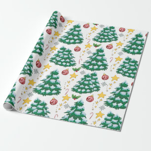 Papel De Presente Árvores de Natal e Decorações Lindas