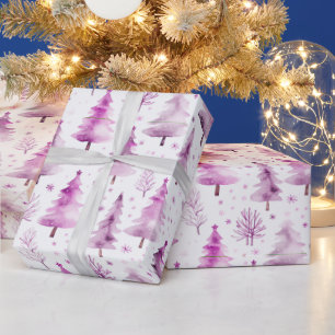 Papel De Presente Árvores de Natal e Flocos de Neve Natal Moderno
