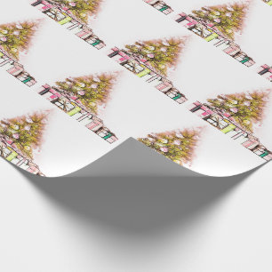 Papel De Presente Árvores de Natal e presentes