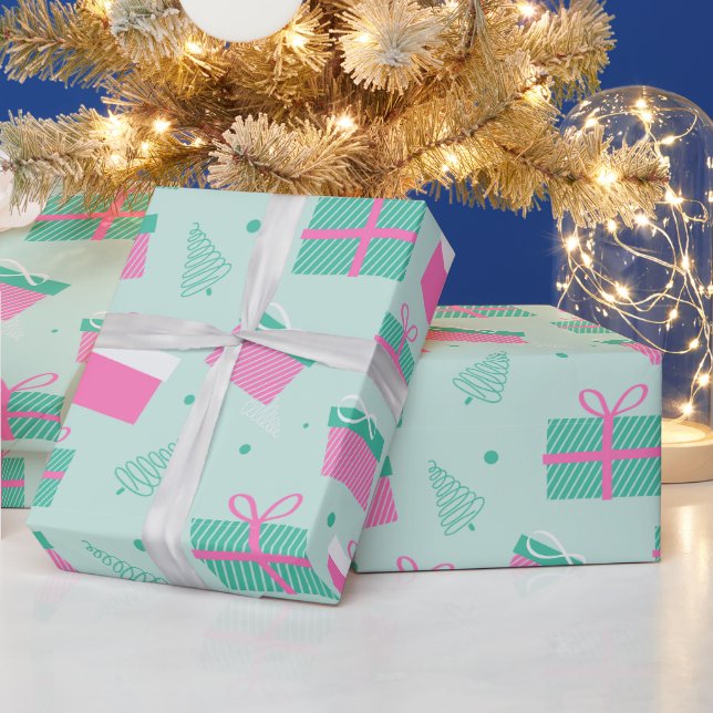 Papel De Presente Árvores de Natal e Presentes Natal Moderno (Feriados)