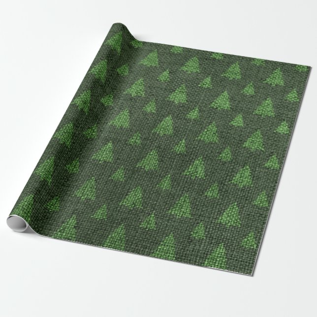 Papel De Presente Árvores de Natal em Lona Verde (Desenrolado)