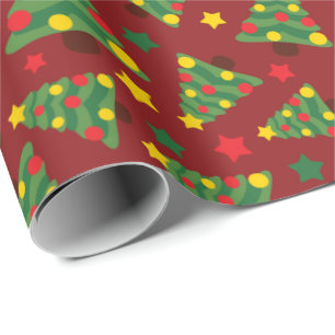 Papel De Presente Árvores de Natal enfeitadas com ouro estrela sem c