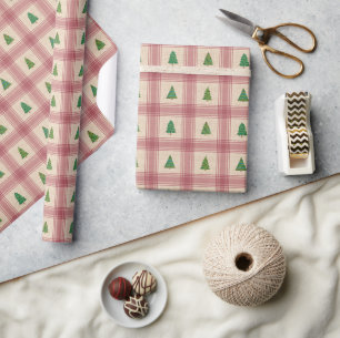 Papel De Presente Árvores de Natal Envolvem-se com Acentos de Ouro