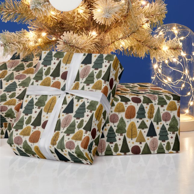 Papel De Presente Árvores de Natal Escandinavas da Floresta Nórdica (Feriados)