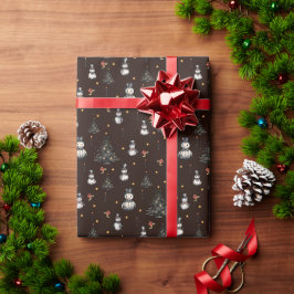 Papel De Presente Árvores de Natal Góticas, Neves Assustadores