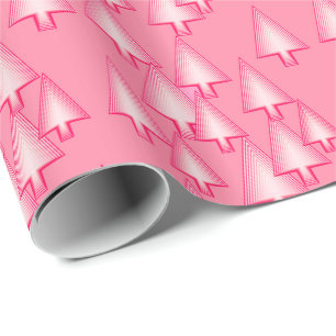 Papel De Presente Árvores de Natal metálicas modernas - rosa-coral
