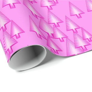 Papel De Presente Árvores de Natal metálicas modernas - rosa-orquíde